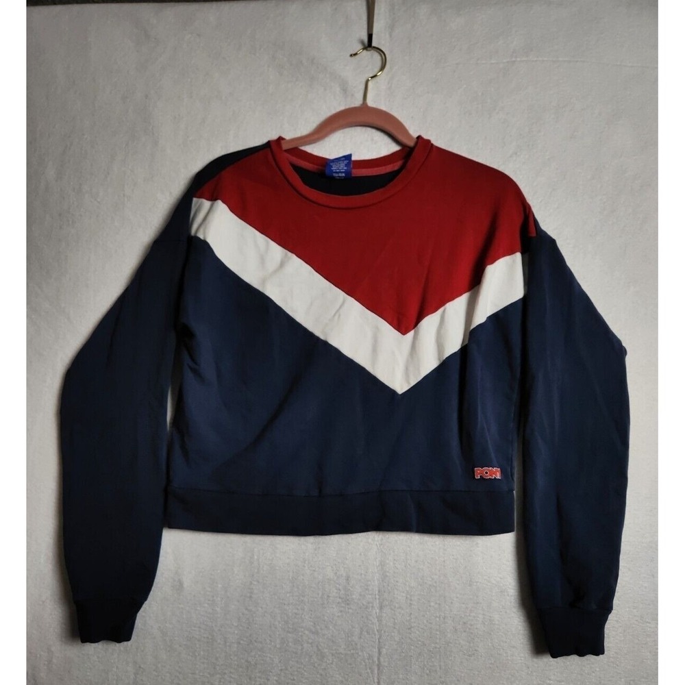 Pony‎ Pullover Top Womens Athletic Size M Cotton Blend Red Blue